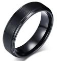 Men's Black Tungsten Carbide Ring with Groove detail - US 9