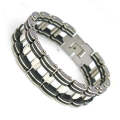Genuine 17mm chunky men's Stainless steel and silicon bracelet