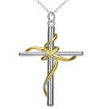 925 Sterling SIlver filled Draped Cross Pendant + Free Chain