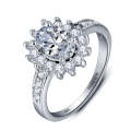 Personalized Solid Sterling Silver Engagement ring adorned with CZ stones - US 8