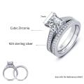 Engagement \ Wedding Solid Silver Ring, with 2ct Cr Stone and Personalized inscription - US 7