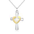 Stunning Sterling silver filled ladies Cross pendant with draped heart design + Chain