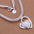 Stunning Sterling Silver Filled ladies mesh style necklace with Heart pendant