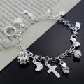 Designer 925 Sterling Silver filled Charm bracelet with 12 charms included