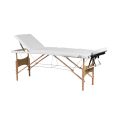 Hazlo Premium Portable Massage Table Bed - 3 Section (Wooden) - White