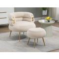 Ariah Upholstered Tufted Armchair With Foot Stool