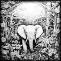 Jungle Elephant Colouring Poster - Majestic Animal Art | iColor