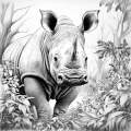 Fine Art - African Rhino Colouring Poster - Majestic Animal Art | iColor