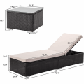2 set of adjustable backrest lounge chairs for outside with removable cushion and coffee table