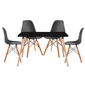 5 In 1 Nordic Design Rectangular Dining Table and Chairs (Assembled) Black
