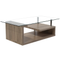 Coffee Tables - Tempered Glass Top - Wooden Base
