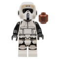 Imperial Scout Trooper - Female, Dual Molded Helmet, Reddish Brown Head, Open Mouth Smirk Lego mi...