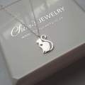 C491-C30877 - 925 Sterling Silver Cat Heart Necklace