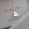 C652-C26053 - 925 Sterling Silver Paper Airplane Plane Necklace