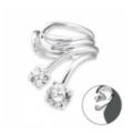 E1-C22167 - 925 Sterling Silver Double Stone Ear Cuff Earings