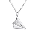 C652-C26053 - 925 Sterling Silver Paper Airplane Plane Necklace