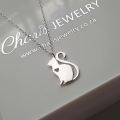 C491-C30877 - 925 Sterling Silver Cat Heart Necklace
