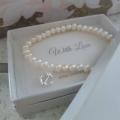 C797-C29436 - 925 Sterling Silver Anchor Fresh Water Pearl Stretch Bracelet