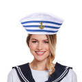 Navy Hat Blue And White Stripes Child Sailors Ship  Captain Hat With Anchor Sailor Cosplay