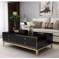 Luxury High Gloss Coffee Table With Gold Legs Available In Black or White