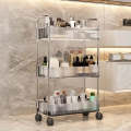 Transparent Rolling Utility Cart With Handle, Multifunctional Plastic Trolley, Bathroom Multi-lay...