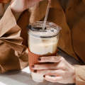 Minimalist Style Glass Straw Cup With Thermal Insulation Cover 450ml Portable Coffee Milk Tea Jui...