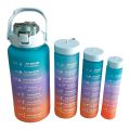 Leak Proof Motivational Water Bottle with Straw and Time Markers- 4 Pcs