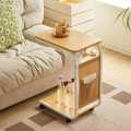 Narrow Side Table C Shaped Sofa Side Table with Storage Bag, Coffee Snack Couch Table for Living ...