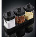 Heat-resistant Glass Seasoning Jars With Spoon And Tray
