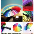 Straight Umbrella 24K Long-handle Rainbow Umbrella 2-3 People Car Large Windproof Straight Umbrel...