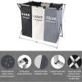 Detachable Foldable Laundry Basket With 3 Colors Separated Compartments