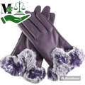 Women Winter Gloves Faux Rabbit PU Leather Touch Screen Mittens Lady Female Outdoor Driving Warm ...