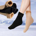 Winter Warm Stylish 2 Pairs solid short thick socks Women Plus velvet Cotton elastic.