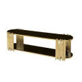 Black Glass Top With Titanium Golden Stainless Steel Base TV Stand
