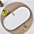 Porcelain Serving Platter Rectangular Plate Tray for Party, Microwave and Dishwasher Safety -30cm