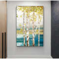 Nordic Abstract Canvas Painting Tree Poster Living Room Bedroom Golden Wall Art Pictures Home Dec...