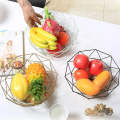 Fruit Bowl Metal Tray Snack Fruit Storage Basket Creative Hollow Nordic Style - Gold
