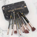 8pcs Marble Makeup Brush Set With  Iron Storage Box, Portable Soft Hair Makeup Brush Set Powder B...