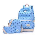 School Bag Set Canvas Backpack Handbag Lunch Shoulder Bags Pencil Cases Casual Daypack 3PCS Backp...