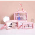 Toiletry Bag Frosted 3pc With Handle - Various Colours