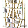 Gold Bookshelf,12- Shelves Modern  Bookcase, Display Shelf Organizer with Open Storage & Gold Stu...