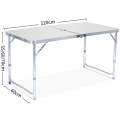 Folding Camping Table with Adjustable Height Legs, 1.2M Lightweight Aluminum Table, Indoor Outdoor