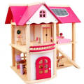 Kids Wooden Doll House with Doll Room Furniture Toys