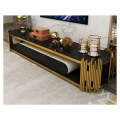 Black Glass Top With Titanium Golden Stainless Steel Base TV Stand
