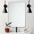 Contemporary Chrome Metal Framed Rectangle Bathroom Vanity Mirror 80x120cm