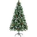 Snowy Christmas Tree with Metal Stand,Red Berries Pine Needles Artificial Hinged Tree,Xmas Decora...