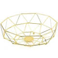 Fruit Bowl Metal Tray Snack Fruit Storage Basket Creative Hollow Nordic Style - Gold