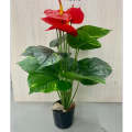 Artificial Plants Red Palm Flowers Imitation Anthurium Green Plants for Home - 70cm