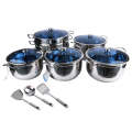 High Quality Stainless Steel Kitchen Pot Set  With Glass Lid 14pcs