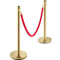 Gold Crowd Stanchion Post & Red Cord Crowd Post
